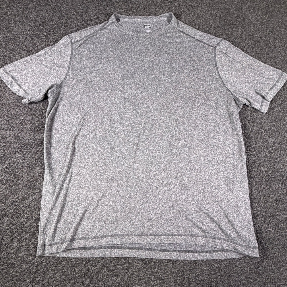 REI T-Shirt Mens XL Sahara Performance Gray Heathered Short Sleeve EUC